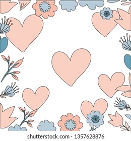 frame with flowers and leafs icon