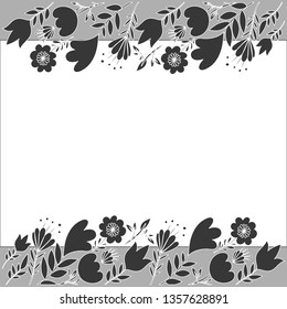 frame with flowers and leafs icon
