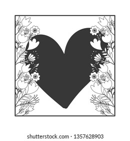 frame with flowers and leafs icon