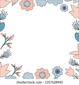 frame with flowers and leafs icon