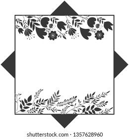 frame with flowers and leafs icon