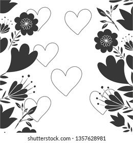 frame with flowers and leafs icon