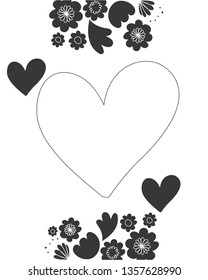 frame with flowers and leafs icon