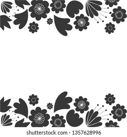 frame with flowers and leafs icon