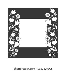 frame with flowers and leafs icon