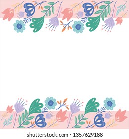 frame with flowers and leafs icon