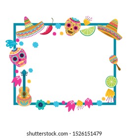 frame with flowers and leafs icon vector illustration design