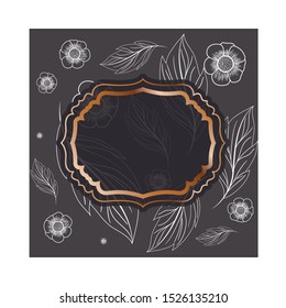 frame with flowers and leafs isolated icon vector illustration design