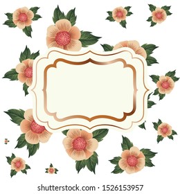 frame with flowers and leafs isolated icon vector illustration design