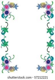 Frame of flowers and leaves