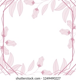 frame with flowers and leaves isolated icon