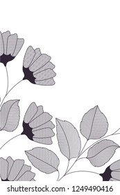 frame with flowers and leaves isolated icon