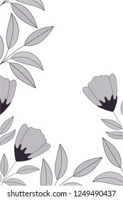 frame with flowers and leaves isolated icon