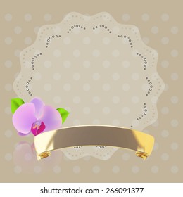 frame with flowers on background with dots