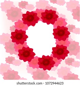 frame of flowers on a background of a pattern of flowers