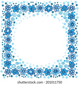 Frame of flowers. Painted hands, graphics, vector.