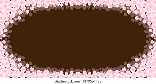 Frame. Frame of flowers. Pink flowers. Background for postcards. Greeting card. Spring background. Vector graphics