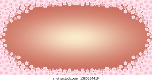 Frame. Frame of flowers. Pink flowers. Background for postcards. Greeting card. Spring background. Vector graphics