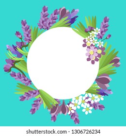 Frame of flowers. Preparation for an inscription or drawing. In minimalist style. Flat isometric vector illustration