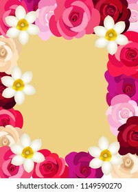 Frame flowers roses daffodils