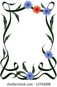 frame of flowers, stems and leaves