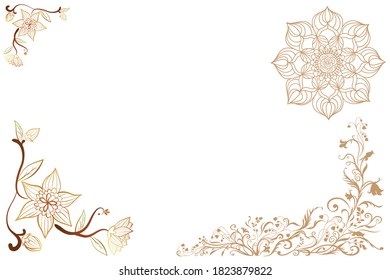 Marco floral. Plantilla de marco de flores. Ilustración vectorial.