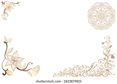 Frame of flowers. Flowers frame template. Vector illustration.