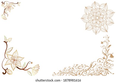 Frame of flowers. Flowers frame template. Vector illustration.	