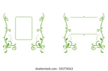 Frame of flowers for text. Green. clear, curly