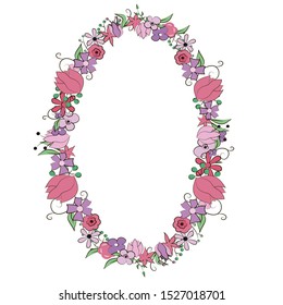 Frame of flowers. Vector 