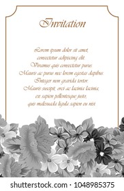 frame of flowers. For your design of cards, greeting cards, invitations, Internet pages. For wedding birthday party celebration. Vector illustration