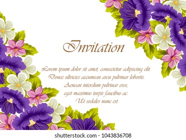 Frame of flowers. For your design of postcards, greeting cards, invitations for birthday, wedding, Valentine's day, party, holiday. Vector illustration.