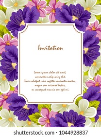 Frame of flowers. For your design of postcards, greeting cards, invitations for birthday, wedding, Valentine's day, party, holiday. Vector illustration.