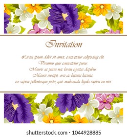 Frame of flowers. For your design of postcards, greeting cards, invitations for birthday, wedding, Valentine's day, party, holiday. Vector illustration.