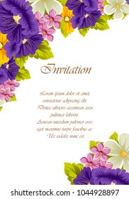 Frame of flowers. For your design of postcards, greeting cards, invitations for birthday, wedding, Valentine's day, party, holiday. Vector illustration.