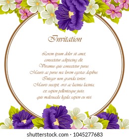 Frame of flowers. For your design of postcards, greeting cards, invitations for birthday, wedding, Valentine's day, party, holiday. Vector illustration.