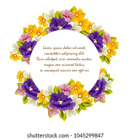 Frame of flowers. For your design of postcards, greeting cards, invitations for birthday, wedding, Valentine's day, party, holiday. Vector illustration.
