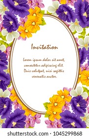 Frame of flowers. For your design of postcards, greeting cards, invitations for birthday, wedding, Valentine's day, party, holiday. Vector illustration.