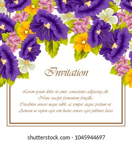 Frame of flowers. For your design of postcards, greeting cards, invitations for birthday, wedding, Valentine's day, party, holiday. Vector illustration.
