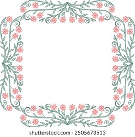 Frame of flowers.Floral ornament. Vector illustration. Hand drawing.
