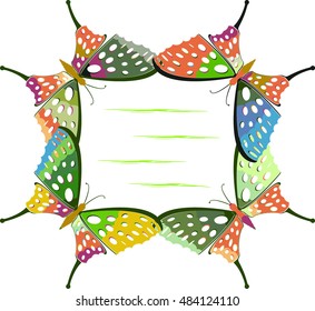 Frame from flying butterflies with space for text. Vector illustration