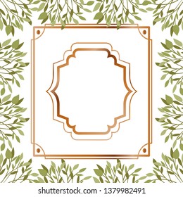 frame with foliage isolated icon