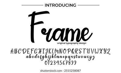 Frame Font Stylish brush painted an uppercase vector letters, alphabet, typeface