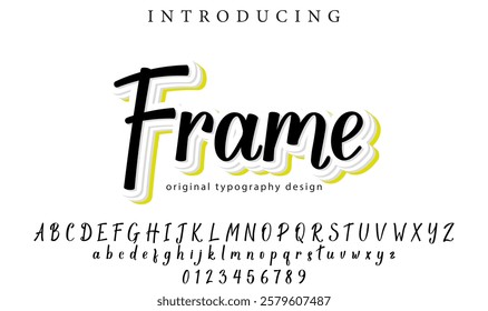 Frame Font Stylish brush painted an uppercase vector letters, alphabet, typeface