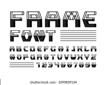 Frame font. Vector alphabet letters. Typeface design. 
