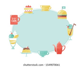 Frame of food and drink in cafe