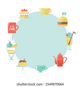 Frame of food and drink in cafe