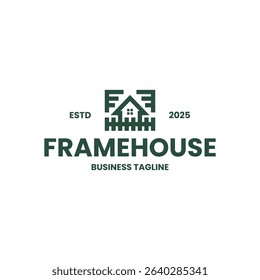 frame forest house logo vector