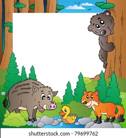 Frame with forest theme 2 - vector illustration.