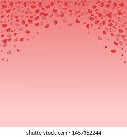 Frame in the form of an arch with hearts. Background with hearts in red-pink color. Vector pattern